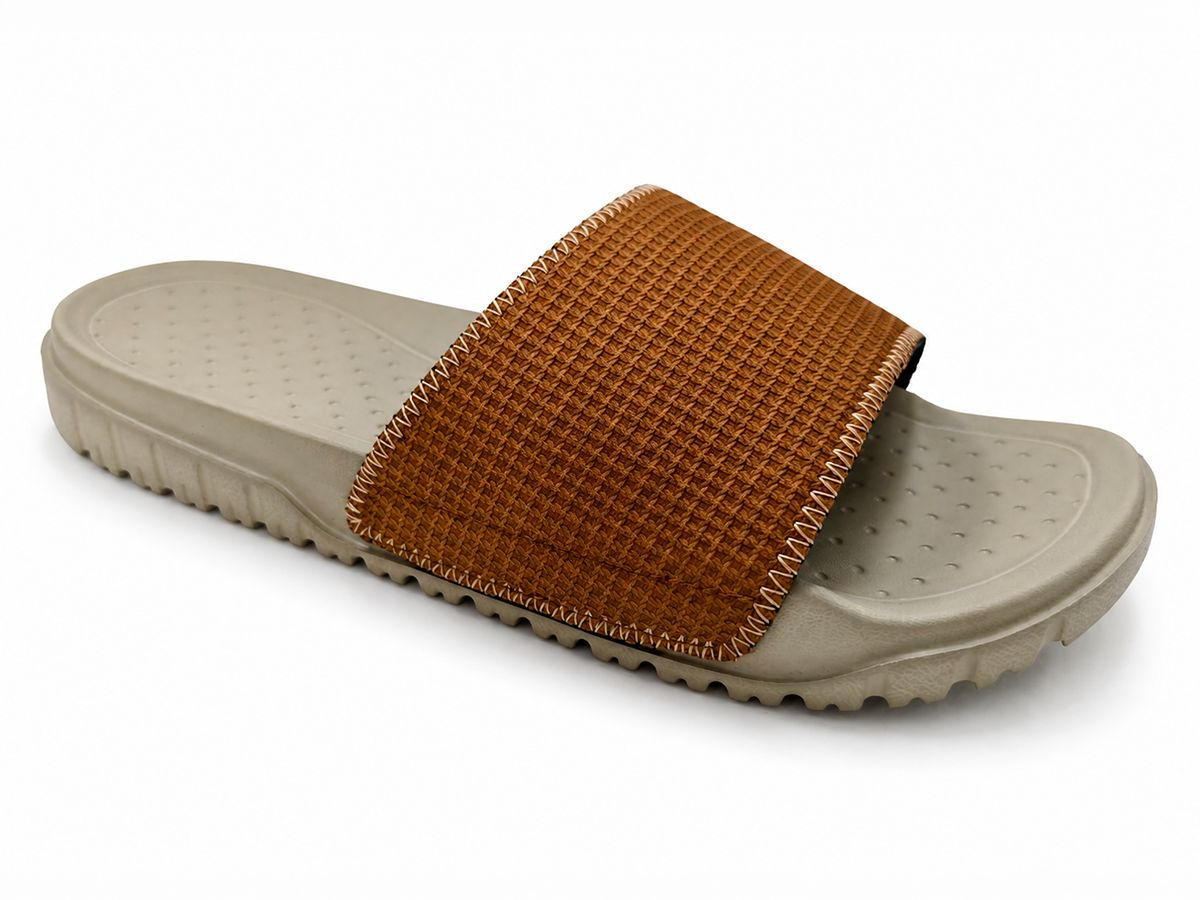Woven-Panel Treaded Casual Slide