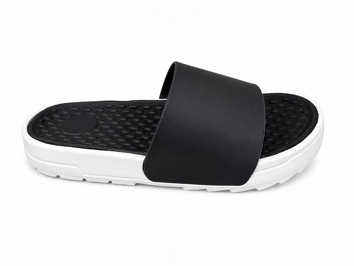 Textured-Footbed Contrast-Sole Slide