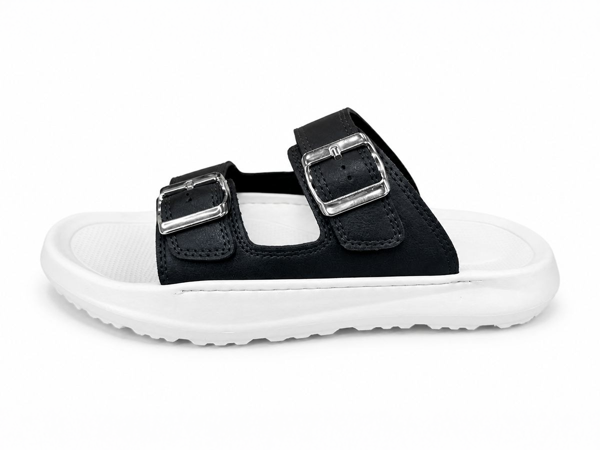 Double-Buckle Treaded-Sole Slide